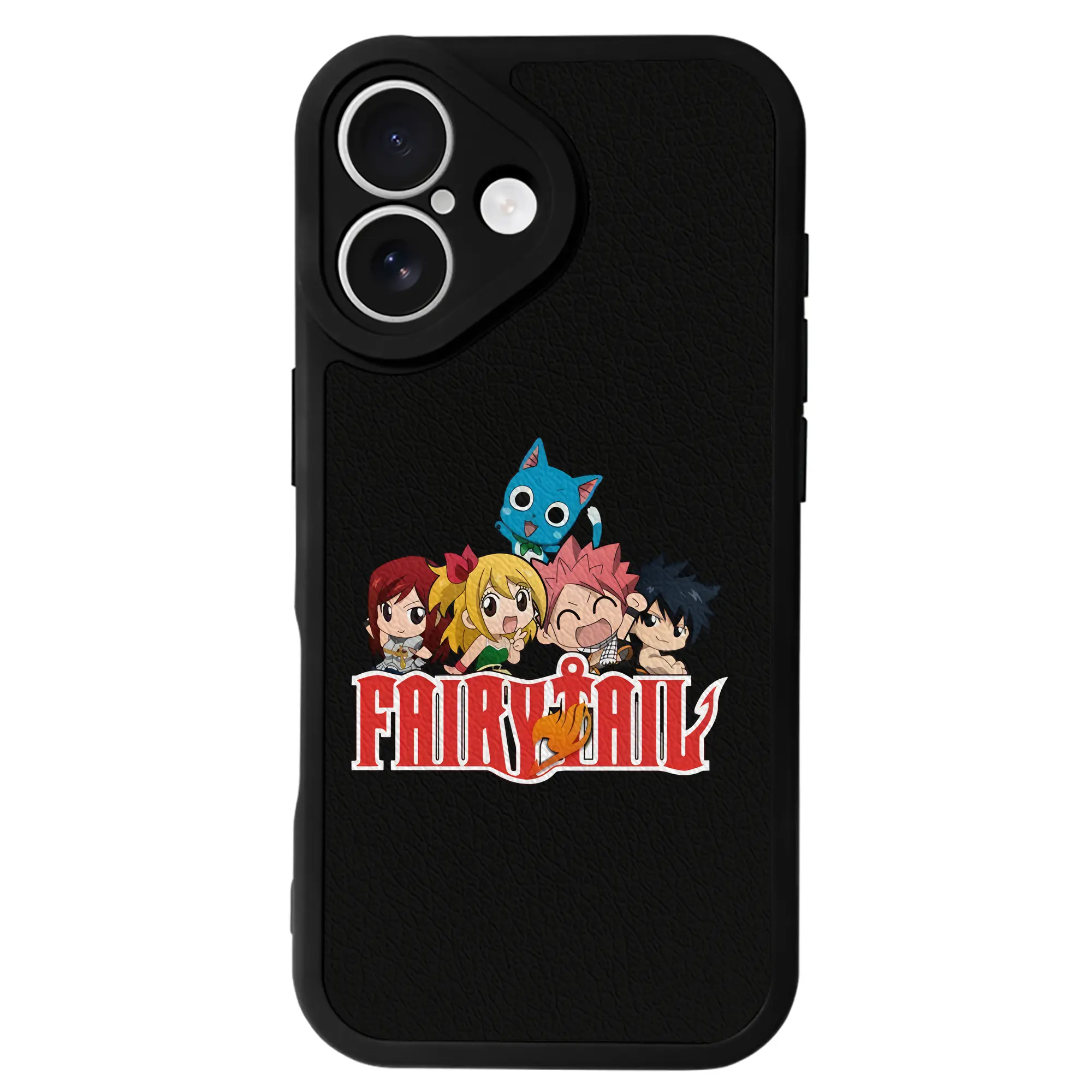 フェアリーテイル グッズ ハッピー - IPhone 16シリーズ対応 ・ シリコンスマホケース ・ レザー調 ・ 高精度フィット ・ 耐衝撃 ・ ワイヤレス充電対応 ・ 精密カット